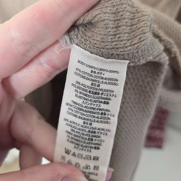 FREE PEOPLE Brown Thermal Raglan Long Sleeve Top - Picture 5 of 6